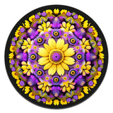 黄色と紫の花曼荼羅 マウスパッド 20cm