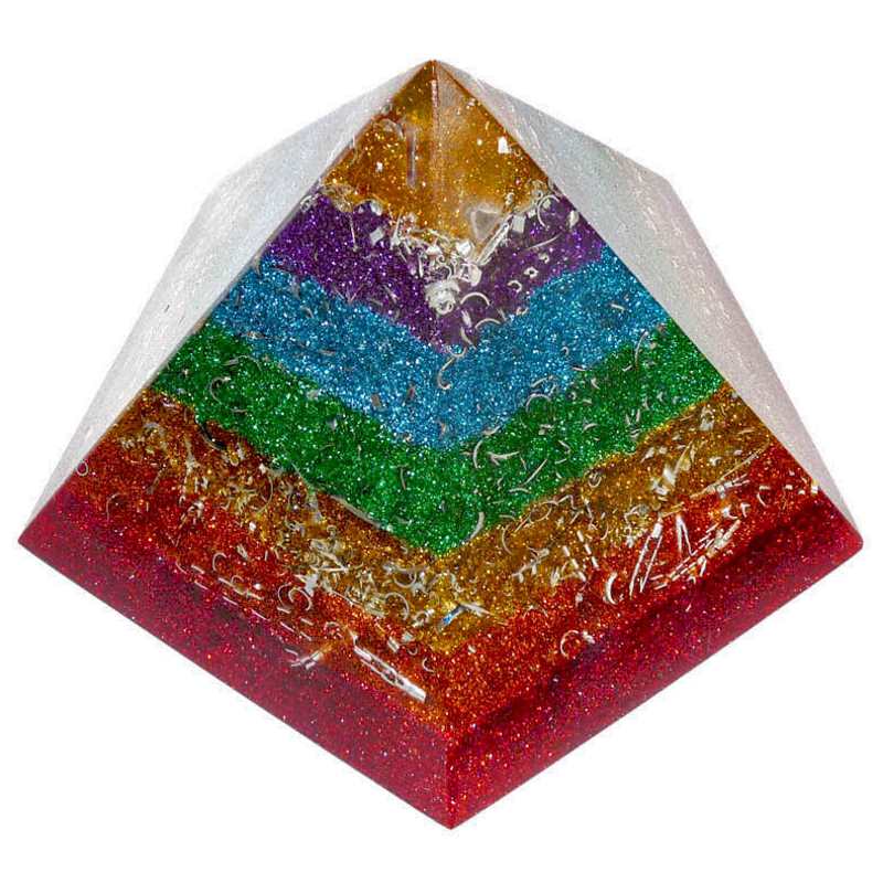 チャクラの五角錐ピラミッドオブジェ 《ボヘミアンオルゴナイト》 7.5×7.5cm