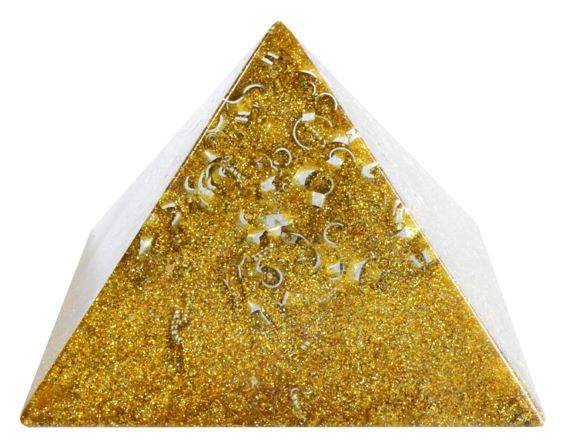 ピラミッドオブジェ（ゴールド） 《ボヘミアンオルゴナイト》 10×6.5cm