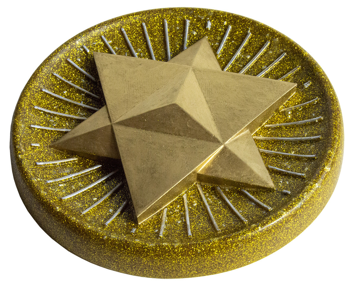 3Dマカバ オルゴナイト（ゴールド） スタンド付き《ボヘミアンオルゴナイト》直径 約15.5?