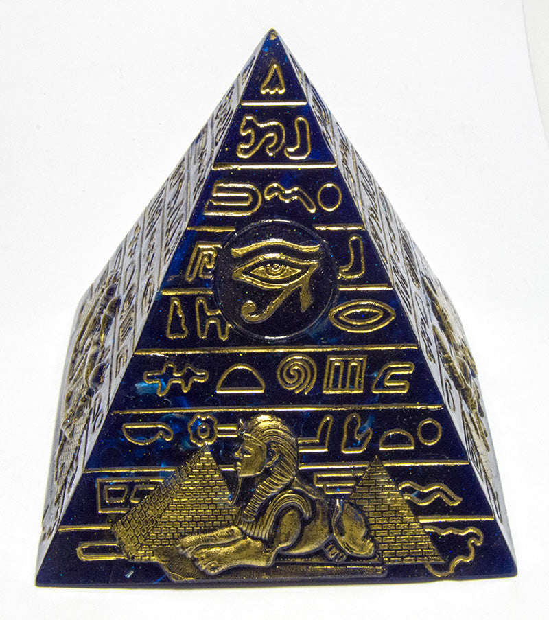 エジプトモチーフの高いピラミッド（ブルー）《ボヘミアンオルゴナイト》